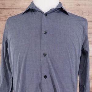 EXPRESS 1MX MODERN FIT LONG SLEEVE GREY BUTTON DOWN SHIRT MENS M 15-15.5